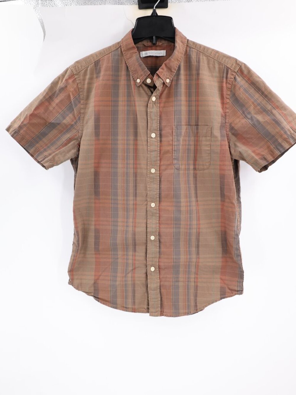Outerknown Shirt Mens Large Short Sleeve Button Down Plaid Pocket Casual outdoor